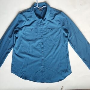 Roz & Ali Long Sleeve (adjustable) Teal Blouse Size M